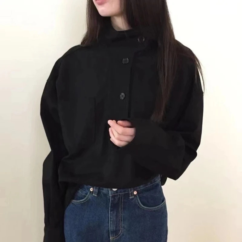 Весенне-осенний Топ с длинным рукавом Женская Повседневная рубашка лацканами