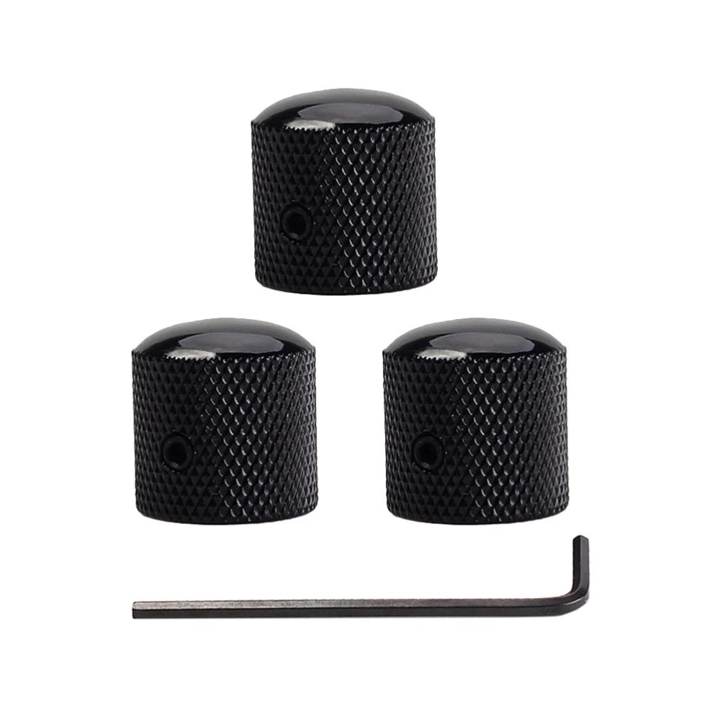 

3pcs Electric Bass Guitar Volume Tone Control Knobs with Hole Dome Knobs with Wrench Guitar Parts Accessories GD107 (Black)