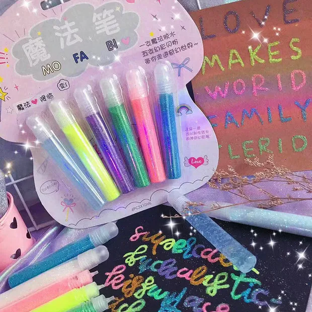 6 шт. DIY блестящие пышные ручки для рисования волшебная ручка-пузырек маркеры с