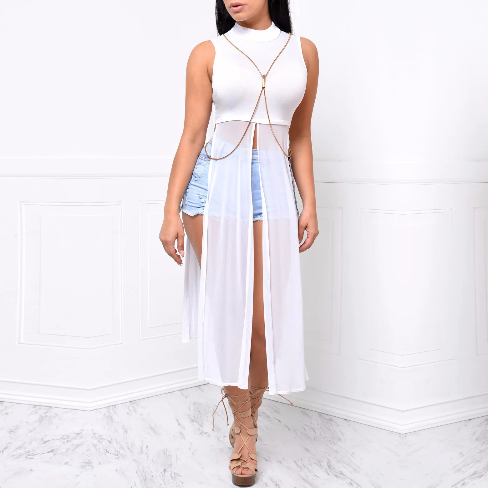 2018 женское черное Сетчатое платье для ночного клуба без рукавов дамское