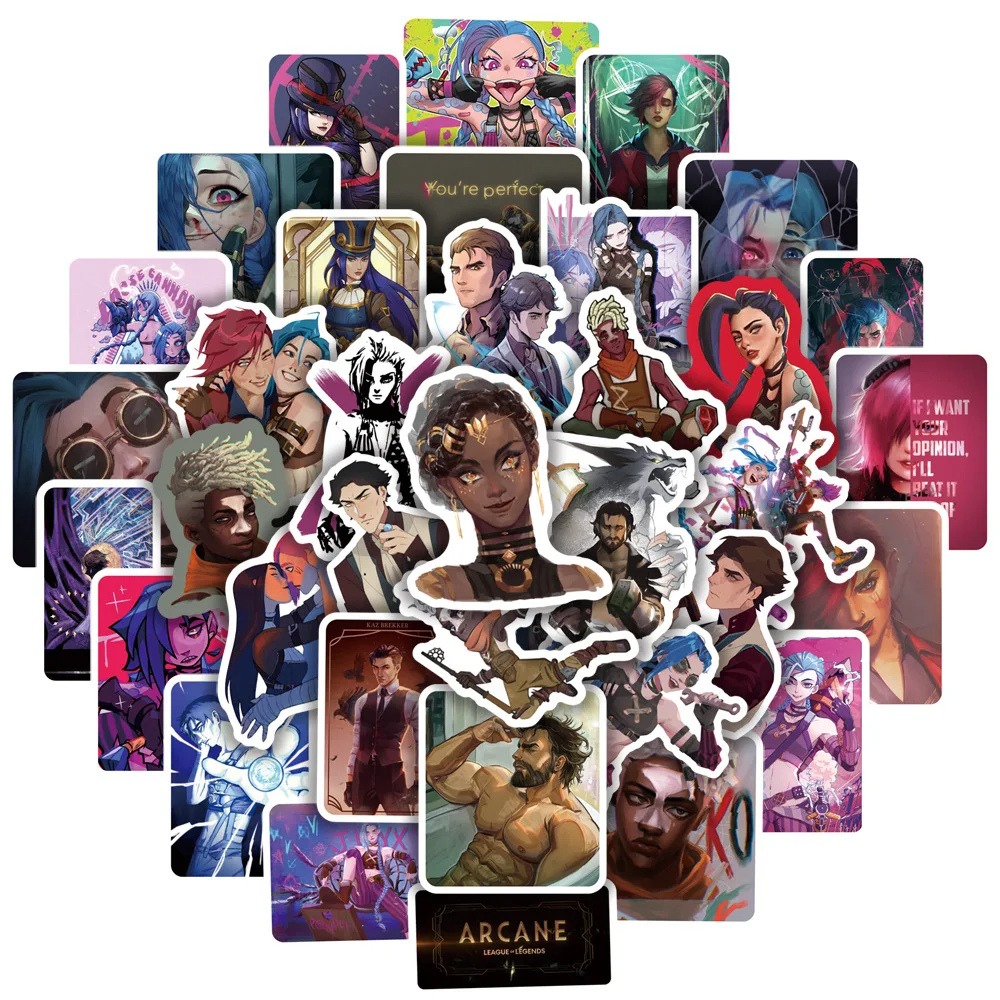 

10/30/50pcs Hot Anime Arcane Game Stickers Waterproof PVC Decal DIY Car Laptop Suitcase Skateboard Motorcycle For Teens Kids Toy