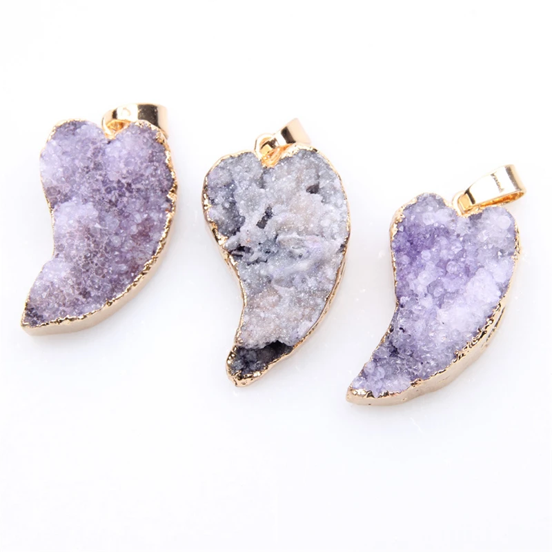 Натуральная синяя фиолетовая Друза подвески с минеральными кристаллами каплями