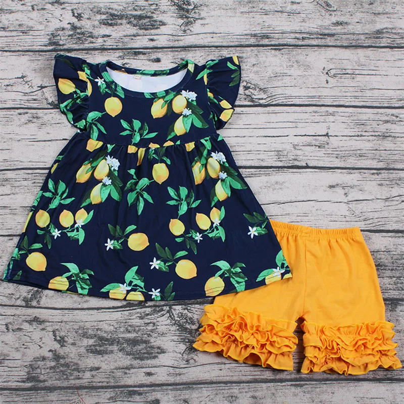 

costume outfit clothing set girl children shorts set kid cute toddler flutter sleeve t shirt suit set spring floral clothes baby