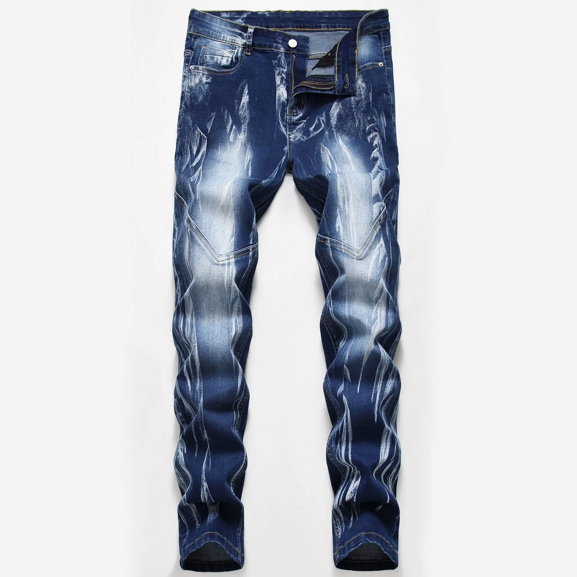2020 высококачественные мужские повседневные джинсы с покрытием узкие джинсовые
