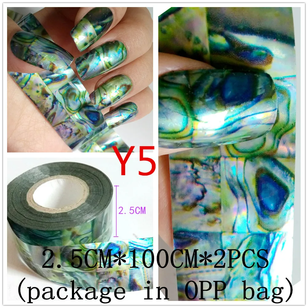Y5-2PCS 100 см Модный Цветной Фольга для ногтей перо переводная наклейка DIY 3D дизайн ногтей переводная наклейка Инструменты для маникюра украшения ногтей - Цвет: Y5-2PCS