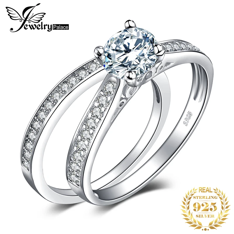 JewelryPalace Романтический Обручение обручальное кольцо из чистого 925 пробы серебряные свадебные украшения кубического циркония обещание Юбилей подарок