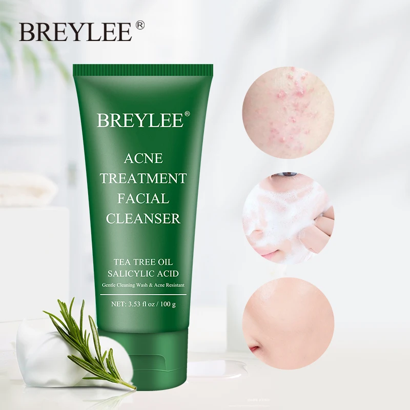 

BREYLEE Facial Cleanser Acne Treatment Face Cleansing Wash Mask Skin Care Cleaner Shrink Pore Oil Control Remove Blackhead 100g