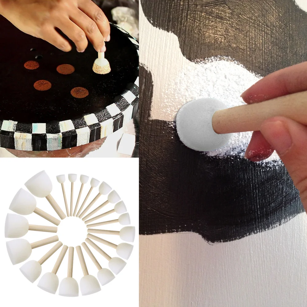 

ULTNICE 20 PCS Assorted Size Round Sponges Brush Set Kids Painting Tools Sponge Painting Stippler Set DIY Painting Tools