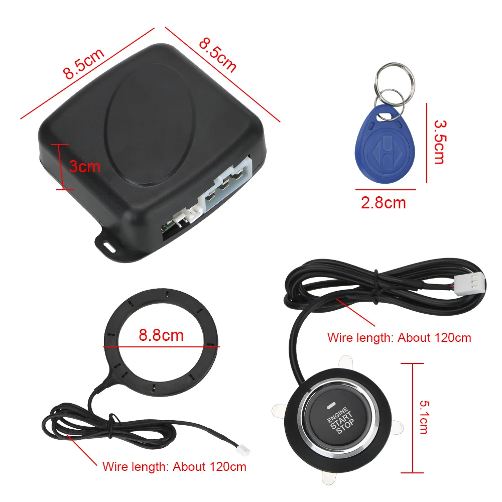 

One Start Stop Button Keyless Entry Starter Antitheft System Car Alarm 12V Engine Push Button Entry Ignition Starter Switch