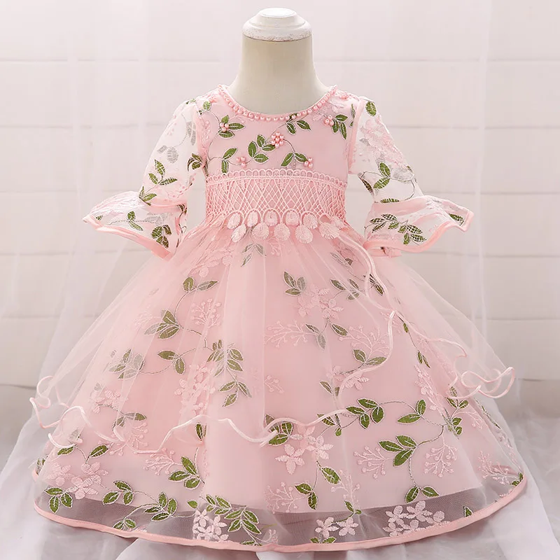 

2020 Summer Newborn Clothes Baby Girl Dress Long Sleeve 1st Birthday Dress For Girl Frock Party Princess Baptism Dress 3 9 Month