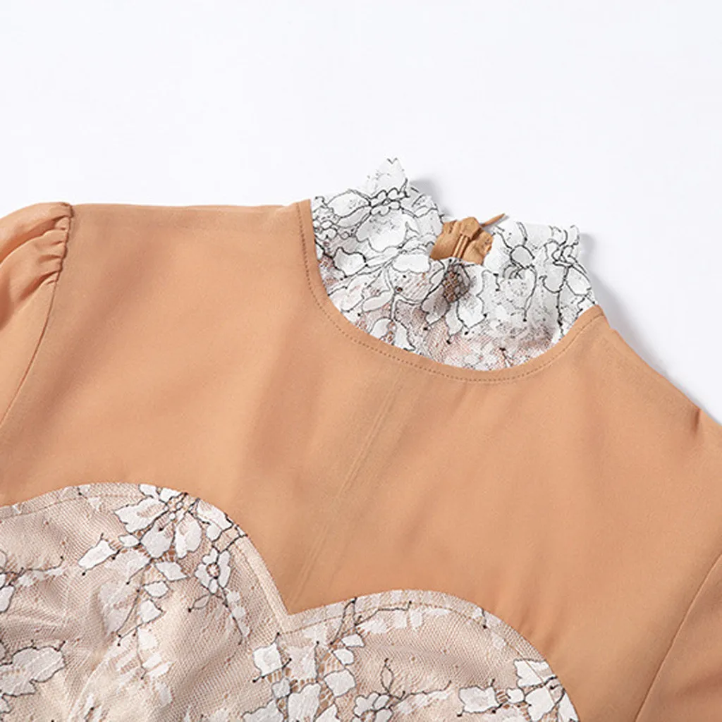 Модное женское весеннее платье SAGACE 2020 с длинными рукавами высоким воротником и