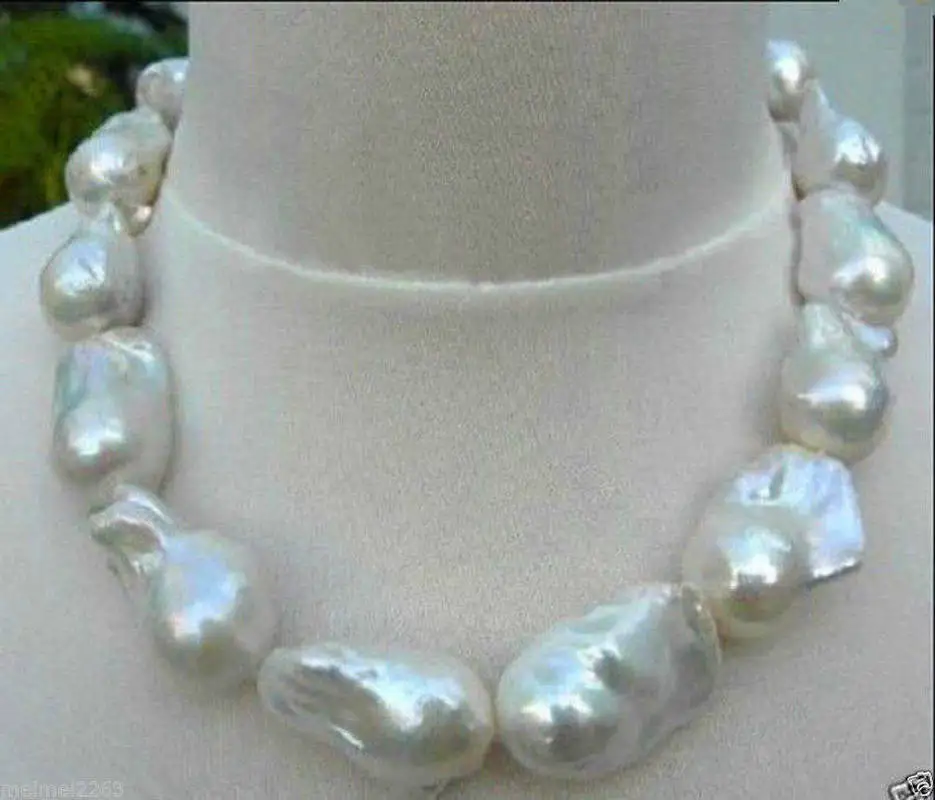

REAL HUGE AAA SOUTH SEA WHITE BAROQUE PEARL NECKLACE 18''
