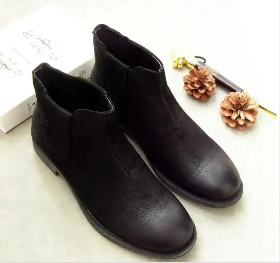 Модные ботинки Челси в стиле ретро мужские ботильоны из натуральной кожи без