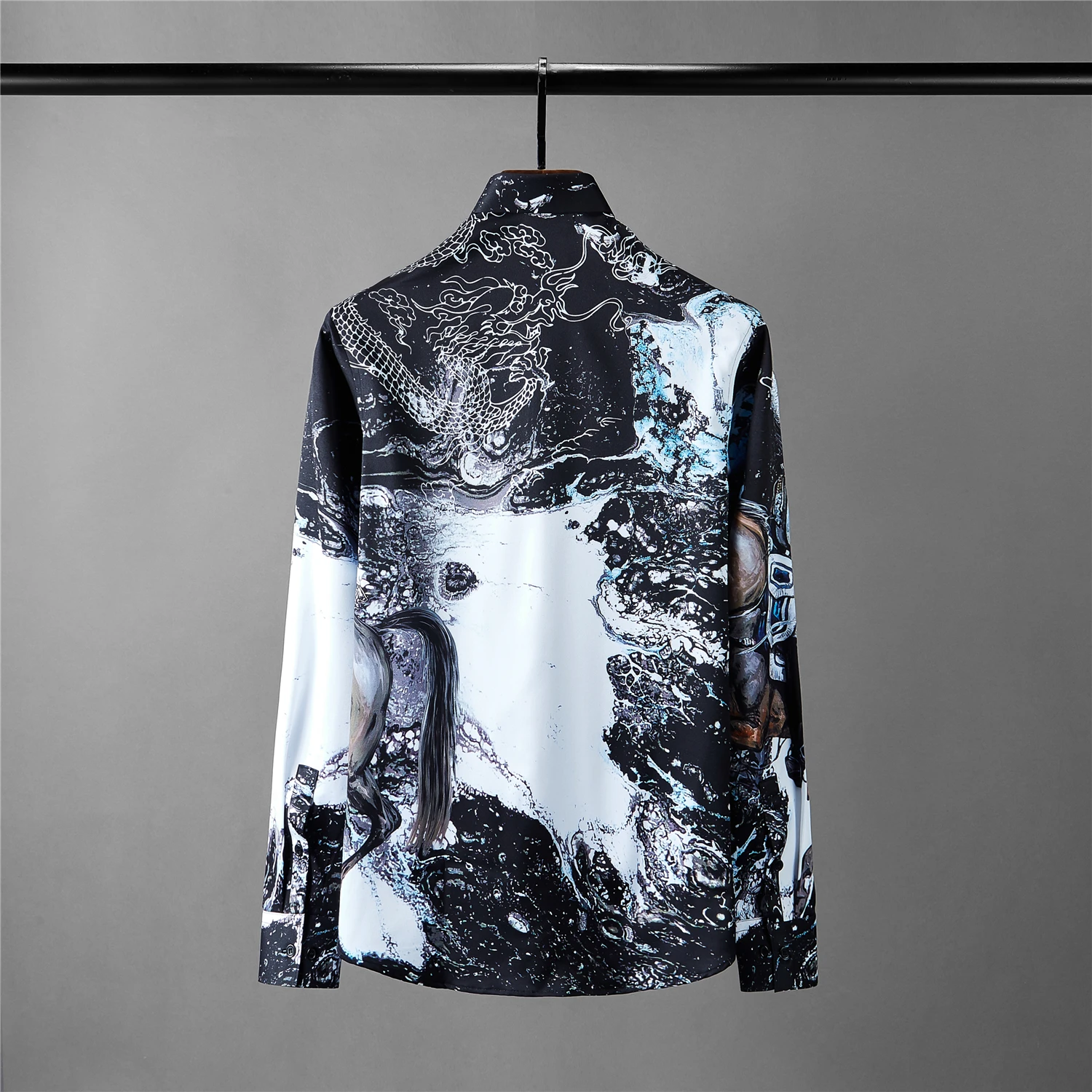 Рубашка Minglu мужская с повторяющимся принтом сорочка длинным рукавом модная
