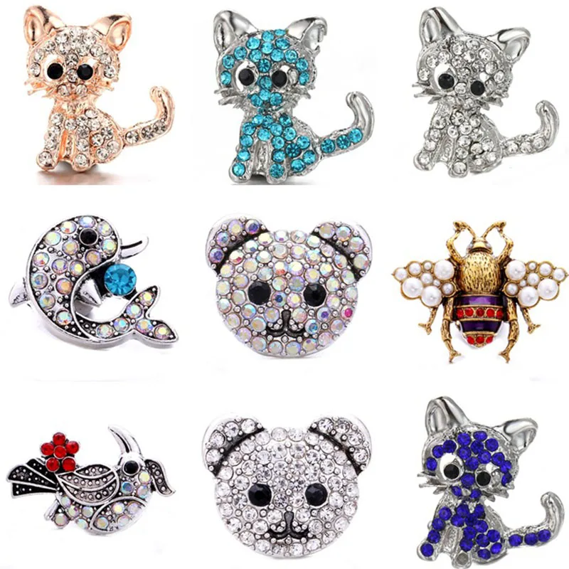 5 шт./лот новые ювелирные изделия с застежкой Кристалл Слон птица Кот пчела кнопки
