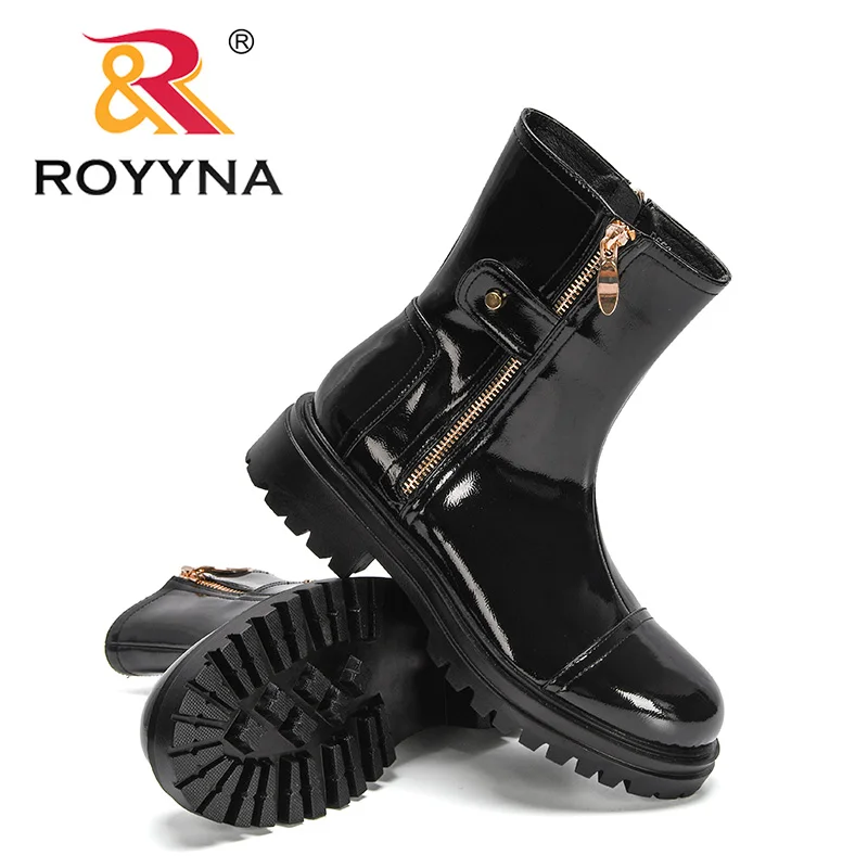 ROYYNA 2022 New Designers Chelsea Boots Women's Ankle Boots British Style Zipper Boots Ladies Round Toe Winter Shoes Flat Bootes