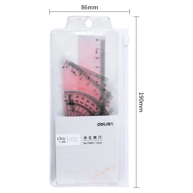 

4pcs / set of Deli 72001 color multi-functional drawing combination ruler + triangle plate + protractor, student office supplies