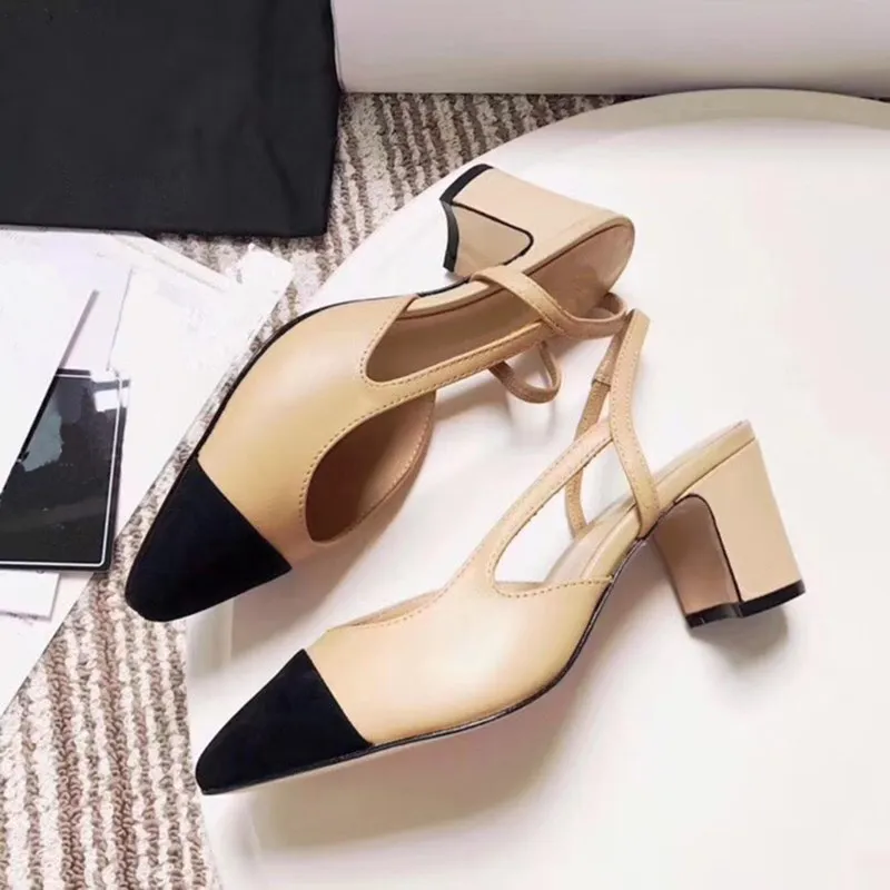 

Prowow Shallow Sandals Woman Genuine Leather Mid Heel Summer Luxury Designer Brand High Heel Ladies Shoes Zapatos De Mujer