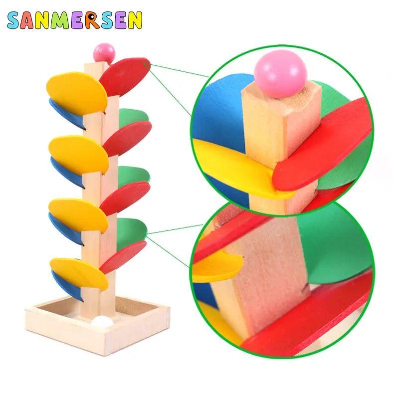 Деревянные кубики Монтессори игрушки для деревьев развивающие мраморные шары