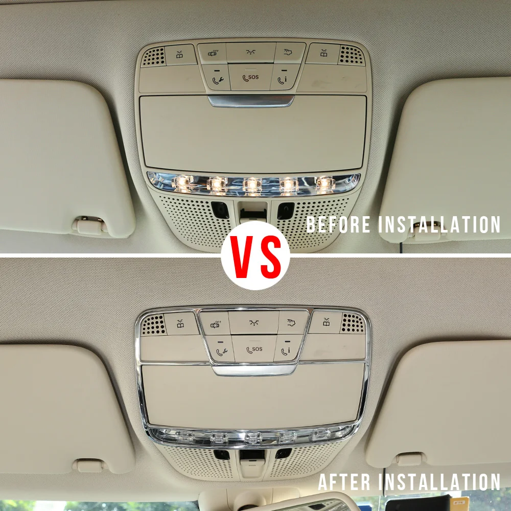 

Car Accessories Front Reading Light Frame Decorative Cover Trim ABS Chrome For Mercedes Benz C GLC E Class W205 X253 W213