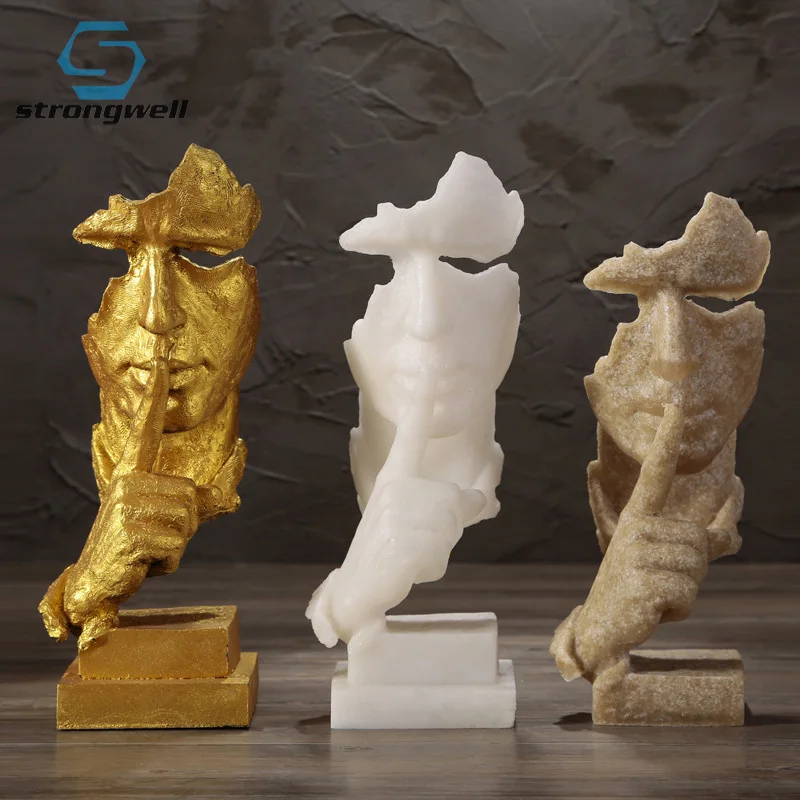 Strongwell Статуэтка абстрактной скульптуры тишина золото украшение для офиса дома