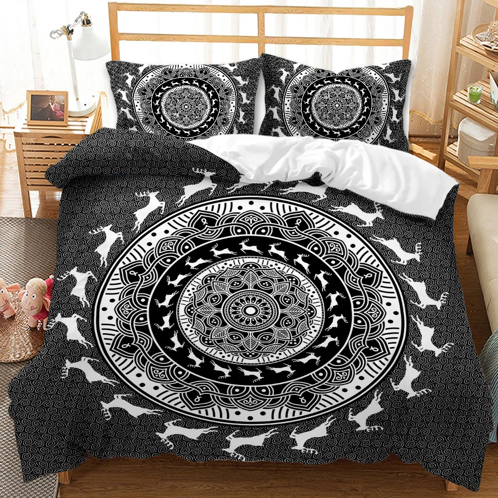 

Hot style 3D digital Bohemia printing 100% Polyester bedding set 1 duvet cover + 1/2 pillowcases bed in a bag size (no sheet).