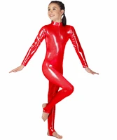 speeris girls long sleeve shiny metallic unitards stirrups dance gymnastics dancewear stage performance show suit