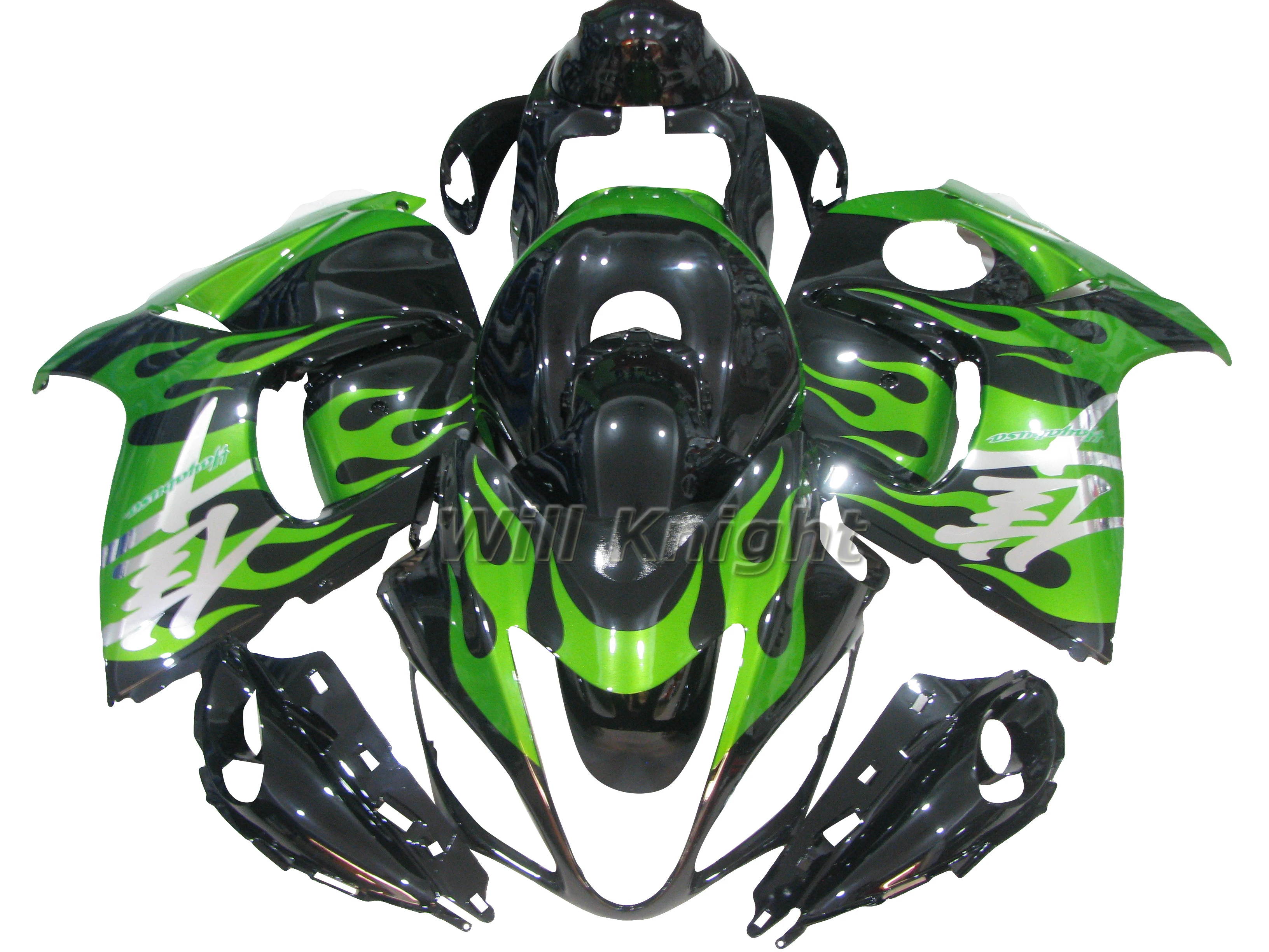 

For Suzuki GSXR1300 Hayabusa 2008-2016 ABS Injection Body Frame Fairing Kit with Green Flame 2009 2010 2011 2012 2013 2014 2015