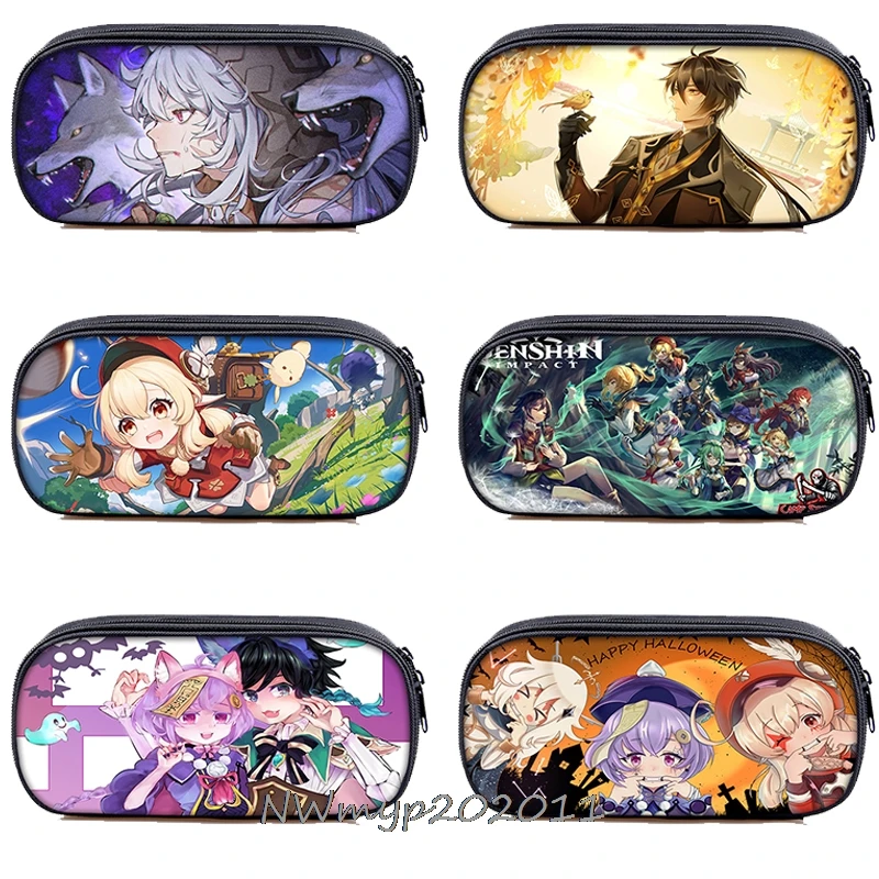 Game Genshin ударные косметички для девочек детская сумка карандашей школьные
