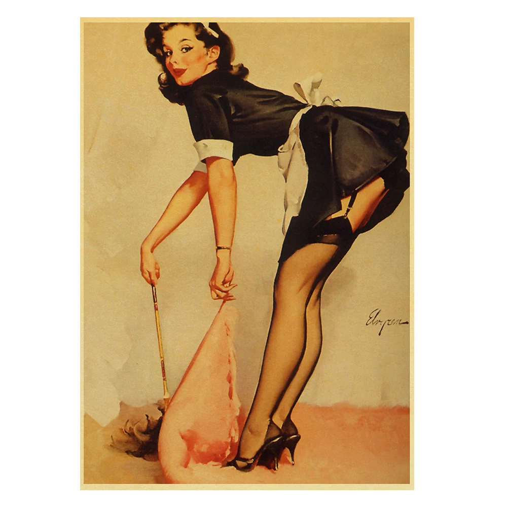 Коллекция сексуальных девушек ретро постер из крафт бумаги с принтом