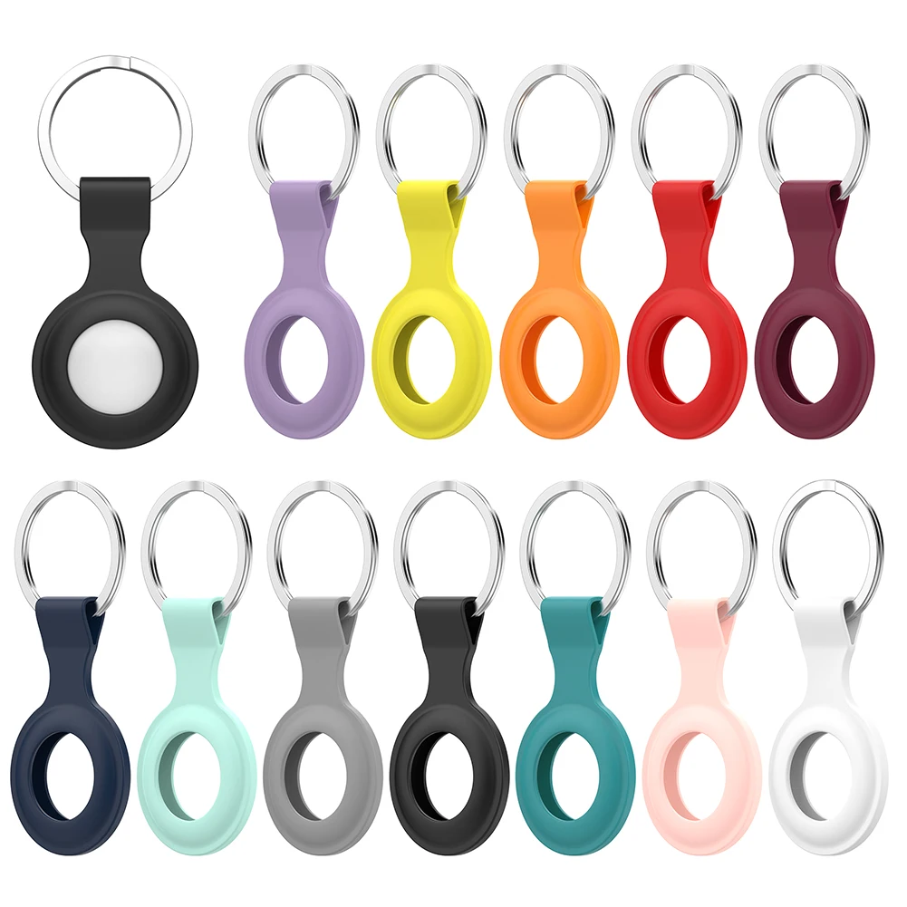 silicone locator tracker cover for apple airtags with keychain protective case smart wearable device accessories free global shipping