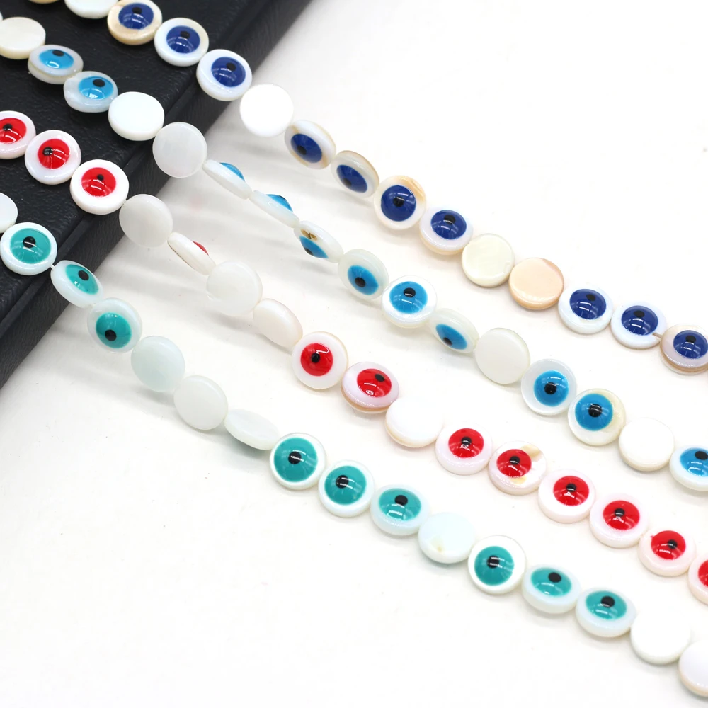 

Natural Freshwater Round Shell Colorful Devil's Eye Pattern Beads 8/9/10mm Loose Spacer Beads DIY Necklace Earrings Bracelet
