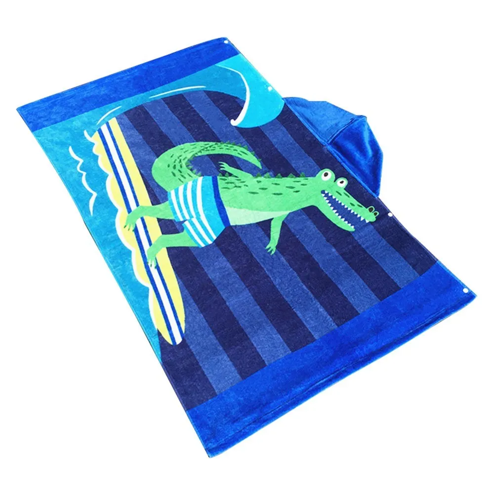 Детское пляжное полотенце с капюшоном хлопковое супер впитывающее милое банное