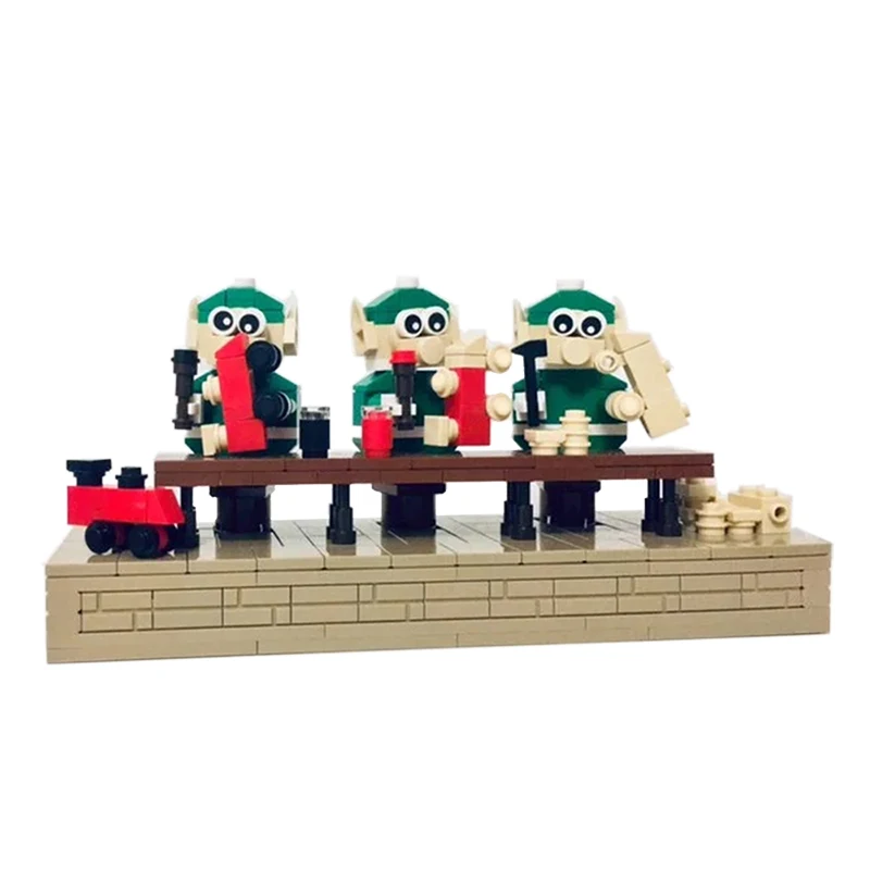 

MOC-17649 Christmas Series Winter Village Scene Holiday City Train Reindeer Friends Building Blocks Santa Claus Toys gift