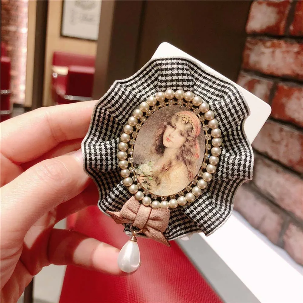 Винтажная новинка Женская брошь заколка в клетку Лента кружевная Красивая