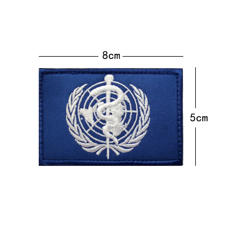 Нашивки с крючками и петлями вышивкой от Всемирной организации здравоохранения -