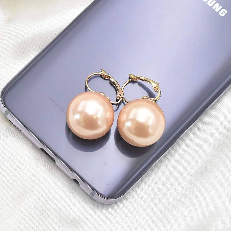 -4 20mm Pearl Carvejewl, Новое поступление, модные простые серьги с большим жемчугом на клипсах для женщин, ювелирные изделия, корейский дизайн, элегантные серьги с искусственным жемчугом - Окраска металла: -4 20mm Pearl