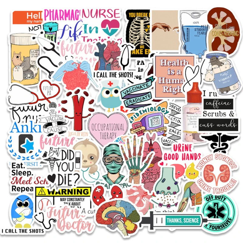 

50Pcs/set Doctor Nurse TV Show Scrapbooking Stickers Decal for For Guitar Laptop Luggage Car Fridge Graffiti Sticker