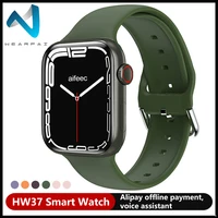 hw37 smart watch series 7 men women 1 77 inch voice assistant bluetooth call location sharing smartwatch pk hw22plus w26 iwo13
