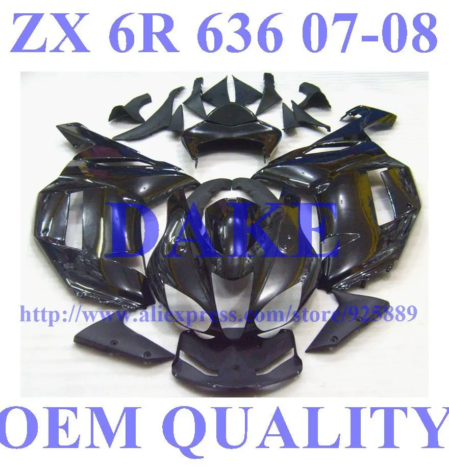 

Best Black Fairings FOR Kawasaki NINJA ZX 6R 636 07 08 ZX-6R Tim ZX6R 2007 2008 ZX 6R 07 08 Fairing Kit ZP00J