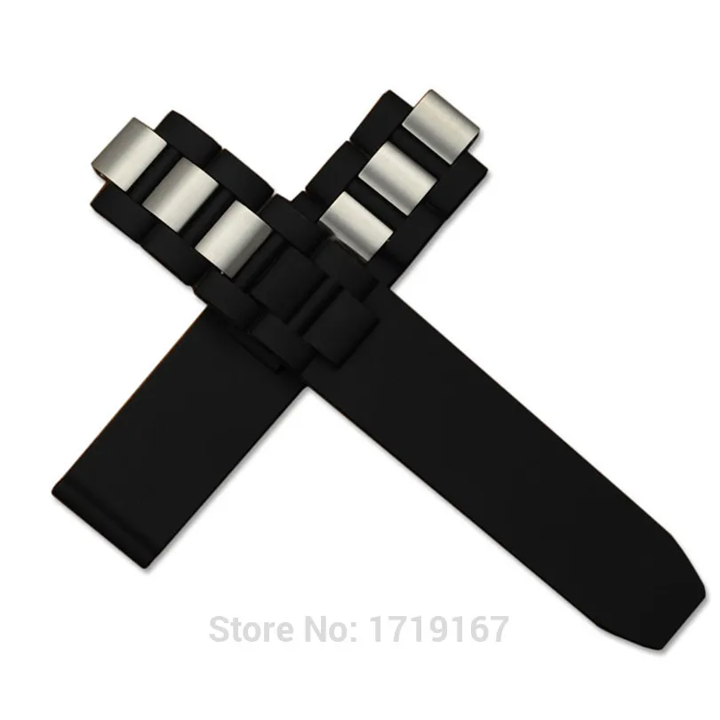 20 * 10 mm Silicone Rubber Watch Band Stainless steel Strap for Chronoscaph 21 Black
