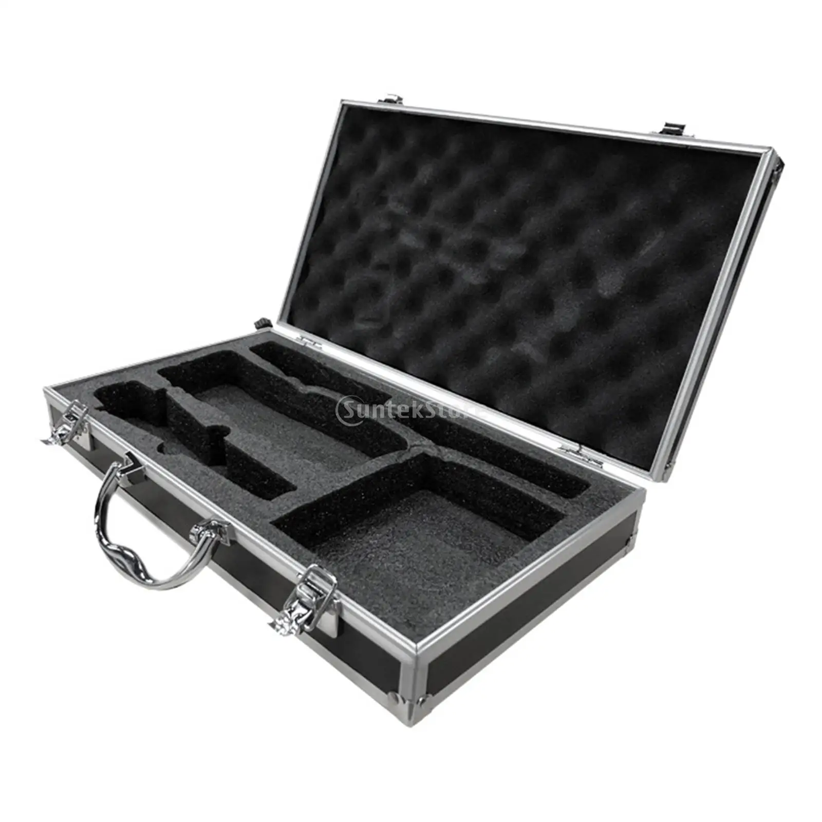 Microphone Carrying Case Storage Toolbox Mic Foam Suitcase Impact Resistant Compartment Sound Card Aluminum Box | Электроника