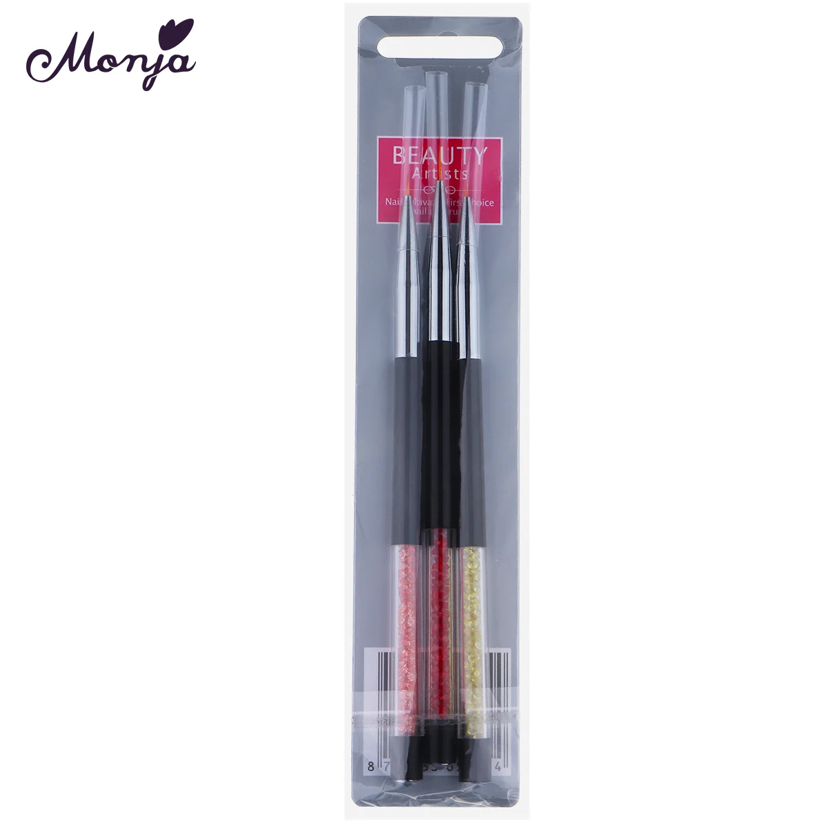 Monja 3 шт./компл. ручка со стразами для дизайна ногтей французские линии полосы