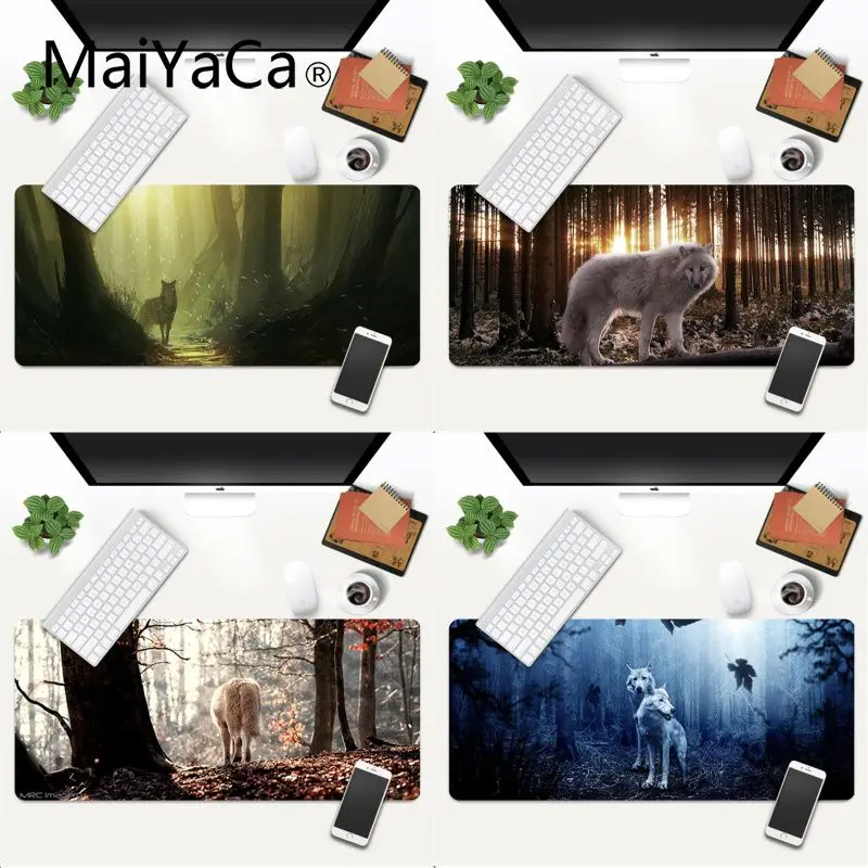 

Fashion Wolf Light Forest mouse mat high quality DIY picture with edge locking Gaming Mouse Mat xl xxl 600x300mm for dota2 cs go