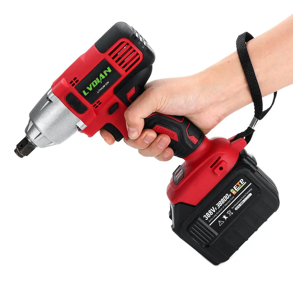 

38800mAh 2-Battery Electric Wrench Cordless 1/2" Impact Wrench Driver Hand Drill Waterproof Power Tool 550Nm Torque wrench Drill