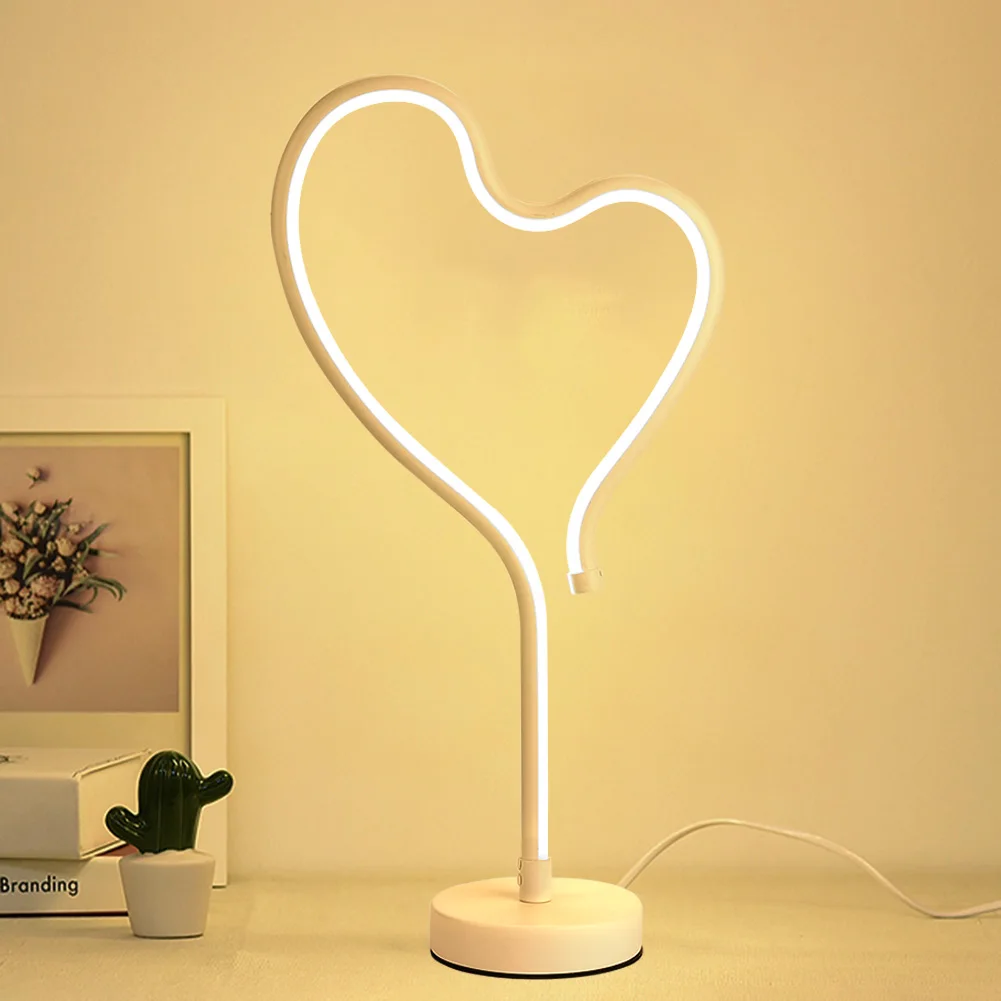 

Modern Arc Heart Table Lamp LED Desk Light Saving Energy Eye Protection Learning for Bedroom Living Room Bedside Night Light