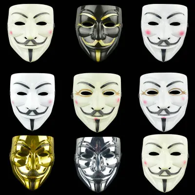 Популярная маска V для Vendetta из ПВХ косплея Полнолицевая Hacker гримаса Хэллоуина