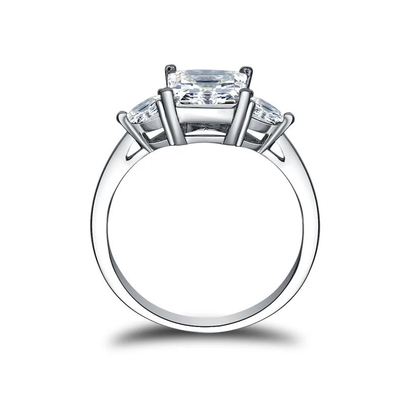 AINUOSHI Трендовое кольцо с тремя камнями 14 K, однотонное белое/желтое золото, День Святого Валентина, 1,6 карат, принцесса, огранка, Сона, бриллиантовое обручальное кольцо