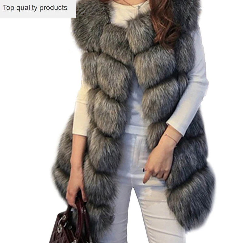Высококачественная меховая жилетка роскошная теплая Женская из искусственного
