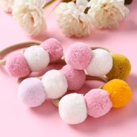 36pclot small solid pom pom ball fur ball with nylon headband handmade hair band for kids girls hair accessories